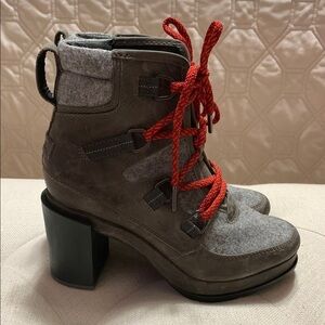 Sorel Women’s Blake Lace Bootie Quarry SZ 6.5 Outdoors Hiking Western Boho